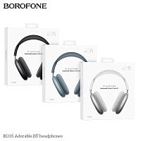 Наушники полноразмерные Borofone BO35 Adorable, магнитные амбушюры, bluetooth 5.4, AUX, цвет: серый (1/40) (6941991121203)