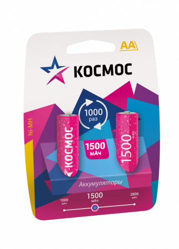 Аккумулятор КОСМОС  R6 (1500 mAh)  BL2   (2/24/288) (KOCR6NIMH(1500mA))