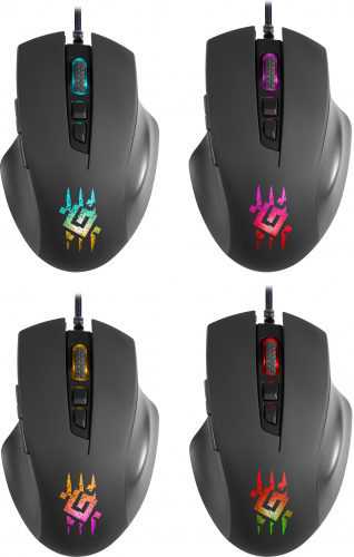 Мышь проводная DEFENDER Wolverine GM-700L RGB,7кнопок,12800dpi, черный (1/60) (52700) фото 3