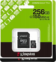 Карта памяти MicroSDXC  256GB  Kingston Class 10 Canvas Select Plus A1 U1 V10  (150 Mb/s) + SD адаптер (SDCS3/256GB)