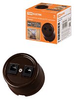 Розетка TDM двойная телефонная RJ11 коричневая «Болонь» (1/72) (SQ1820-0450)