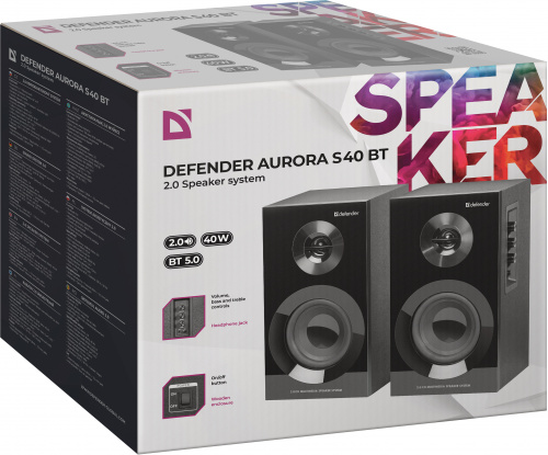 Акустическая 2.0 система DEFENDER Aurora S40 BT, черный, 40Вт, bluetooth, 220В (1/4) (65240) фото 9