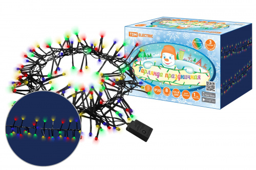 Гирлянда TDM светодиодная "Мишура" 3 м, 320LED, многоцветн., 8 режимов, 250 В, IP20,  (1/1/36) (SQ0361-0092)