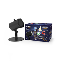 Проектор светодиодный GAUSS "4 картинки" серия Holiday, анимированные картинки Дед Мороз, Рождественский Олень, Подарки, Ёлка, IP44, 1/30 (HL093)