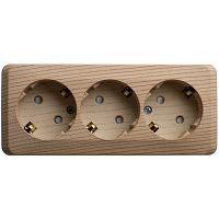 Розетка 3-м О/У ЭТЮД 16А IP20 250В с заземл. защ. шторки сосна Systeme Electric PA16-012D (1/9/72)