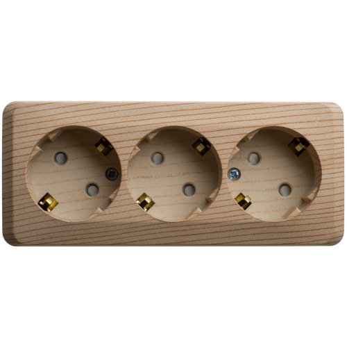 Розетка 3-м О/У ЭТЮД 16А IP20 250В с заземл. защ. шторки сосна Systeme Electric PA16-012D (1/9/72)