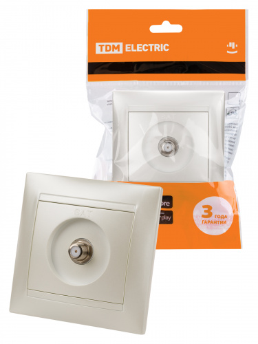 Розетка SAT (F-разъем) 0-2400МГц перламутр "Лама" (10/120) TDM (SQ1815-0821)