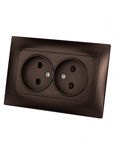 Розетка двойная 2П 10А 250В с защ. шт. шоколад , с/у, "Лама" (7/84) TDM (SQ1815-0512) фото 3