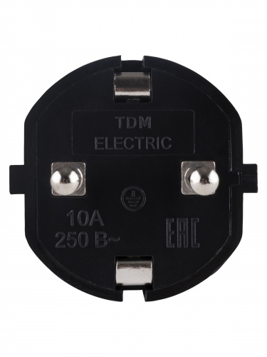 Вилка прямая с/з черная c перфорацией 10А 250В TDM (30/450) (SQ1806-0198) фото 4 Вилка прямая с/з черная c перфорацией 10А 250В TDM (30/450) (SQ1806-0198) фото 4