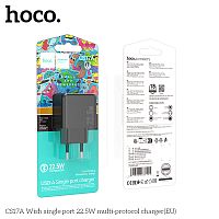 Блок питания сетевой 1 USB HOCO CS17A Wish, 3.0A, цвет: чёрный (1/28/168) (6942007638401)