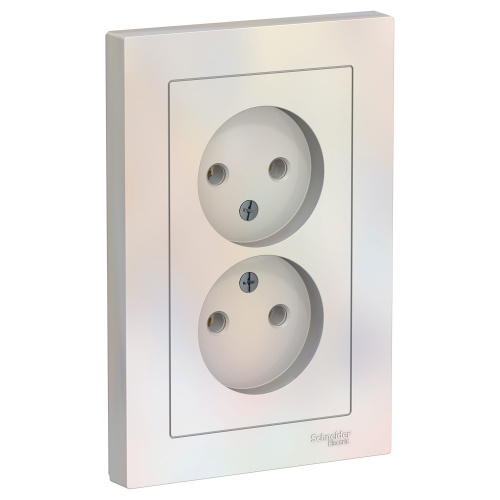 Розетка 2-м С/У ATLASDESIGN 16А IP20 без заземл. в сборе жемчуж. Systeme Electric ATN000420 (1/6/36)