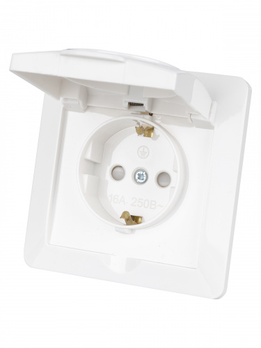 Розетка 2П+З с защ. шт. и крышкой 16А 250В IP44 белая "Ильмень" TDM (1/10/100) (SQ1823-0017) фото 5