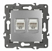 Розетка ЭРА серии Elegance скрытой установки 2хRJ45 IP20 алюминий (1/10/100) (Б0034310)