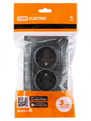 Розетка двойная 2П 10А 250В с защ. шт. старинное серебро с/у, "Лама" (1/7) TDM (SQ1815-0653) фото 2