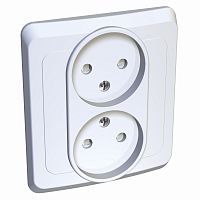 Розетка 2-м С/У ЭТЮД 16А IP20 250В без заземл. защ. шторки бел. Systeme Electric PC16-006B (1/20/120)