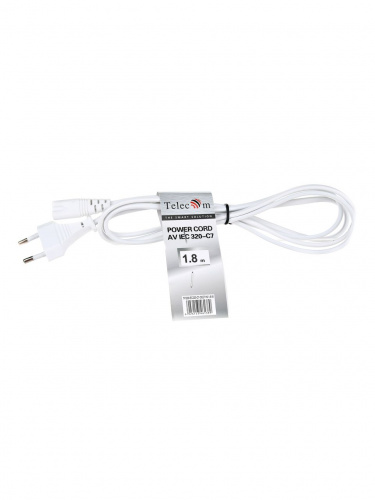 Кабель для аудио-видео техники IEC-320-C7--розетка 220V, 2-pin , 1,8м , белый, TELECOM <TP228-1.8-W> (1/250) фото 3 Кабель для аудио-видео техники IEC-320-C7--розетка 220V, 2-pin , 1,8м , белый, TELECOM <TP228-1.8-W> (1/250) фото 3