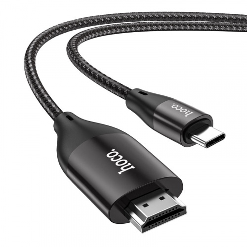 Кабель HDMI - Type-C HOCO UA16 HD, 2.0м, круглый, ткань, силикон, поддержка 4К, цвет: серый (1/22/220) (6931474755025)