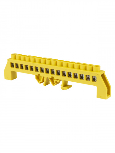 Шина "PE" "земля" в желтом изоляторе на DIN-рейку 8x12мм 16 групп TDM (1/10/120) (SQ0801-0219) фото 3