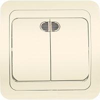 Выключатель SMARTBUY скрытая установка,  2-клавишный с индикатором 10А бежевый, керамика "Марс" (SBE-02i-10-SW2-1-c) (1/200)
