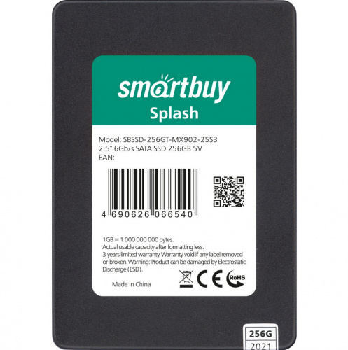 Внутренний SSD Smart Buy 256GB Splash, SATA-III, R/W - 560/510 MB/s, 2.5", Maxio MS0902, TLC 3D NAND (SBSSD-256GT-MX902-25S3) Внутренний SSD Smart Buy 256GB Splash, SATA-III, R/W - 560/510 MB/s, 2.5", Maxio MS0902, TLC 3D NAND (SBSSD-256GT-MX902-25S3)