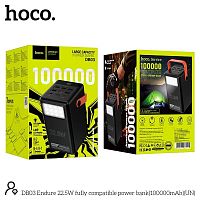 Мобильный аккумулятор Аккумулятор внешний HOCO DB03, 100000mAh, PD22,5Вт, пластик, LED,6 USB, 2 Type-C, цвет: чёрный (1/9) (6942007625791)