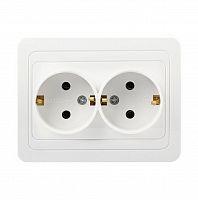 Розетка SMARTBUY скрытая установка, 2-местная с заземлением 16А белая "Марс" (SBE-02w-16-S2-Z) (1/10)
