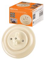 Выключатель скрытой установки фарфоровый поворотный проходной с ручкой (бантик) 10А сл. кость «Болонь» TDM (SQ1820-0316)