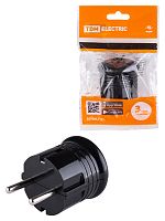 Вилка с/з круглая черная 10А 250В TDM (30/450) (SQ1806-0200)