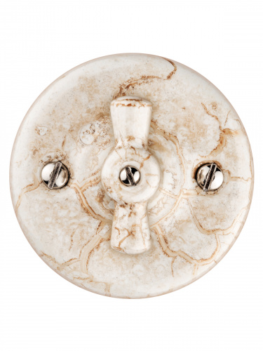 Выключатель фарфоровый поворотный перекрёстный с ручкой (бантик) 10А мраморный «Болонь» TDM (1/72) (SQ1820-0114) фото 5