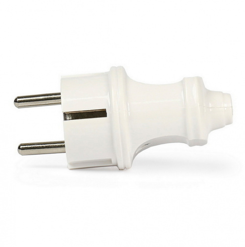 Вилка SMARTBUY прямая с заземлением белая 16А 250В (SBE-16-P01-w) (1/50)