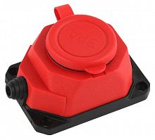 Колодка розеточная ЭРА K-1e-RED-IP44 с заземлением, 1 гнездо, 16A, каучук, IP44 красная (1/24/240)