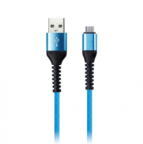 Кабель SMART BUY USB 2.0 - micro USB, спиральный, голубой, 1.0 м. (1/500) (iK-12sp blue)