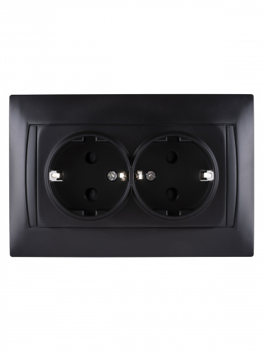 Розетка двойная 2П+З 16А 250В с защ. шт. графит , с/у, "Лама" (6/72) TDM (SQ1815-0613) фото 4 Розетка двойная 2П+З 16А 250В с защ. шт. графит , с/у, "Лама" (6/72) TDM (SQ1815-0613) фото 4