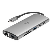 Адаптер VCOM <CUE67> TypeC-->PD+HDMI2.1+DP1.2+RJ45(1GB)+USB3.0+USB3.1+USB-C3.1+SD3.0+TF3.0