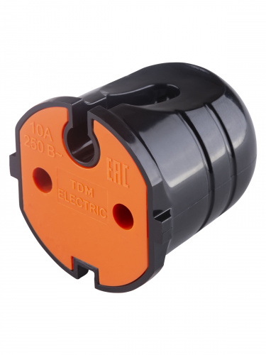 Кабельная розетка б/з черная с красной вставкой 10А 250B чернаяTDM (48/720) (SQ1806-0214) фото 5