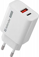 Блок питания сетевой 1 USB, 1 Type-C DEFENDER UPA-130 PD30W, белый (1/50) (83674)