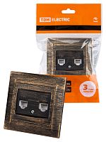 Розетка двойная телефонная RJ11  старинная бронза с/у, "Лама" (1/10) TDM (SQ1815-0759)