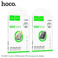 Переходник Type-C(m) - USB(f) HOCO UA36В, пластик, OTG, цвет: золотой (1/46/276) (6942007647205)