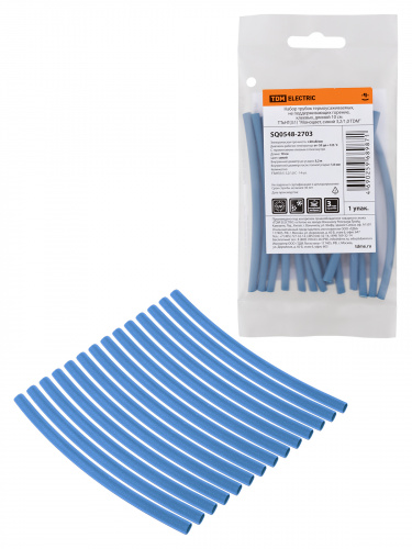 Набор трубок термоусаживаемых, не поддерживающих горение, клеевых, длиной 10 см ТТкНГ(3:1) "Моноцвет, синий 3,2/1,0 TDM" (1/200) (SQ0548-2703)