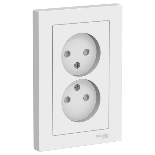 Розетка 2-м С/У ATLASDESIGN 16А IP20 без заземл. защ. шторки в сборе бел. Systeme Electric ATN000122 (1/15/90)