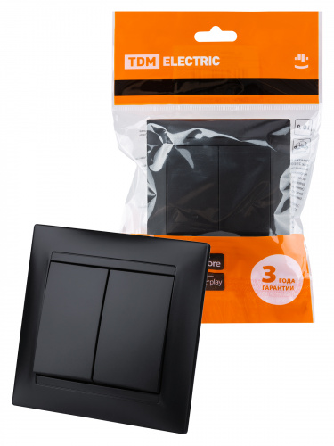Выключатель 2-х кл. 10А графит , с/у, "Лама" (10/120) TDM (SQ1815-0602) Выключатель 2-х кл. 10А графит , с/у, "Лама" (10/120) TDM (SQ1815-0602)