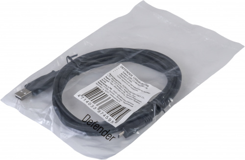 Кабель DEFENDER USB08-06 USB 2.0, AM-MicroBM, 1.8 м. PolyBag, черный (1/50/240) (87459) фото 8