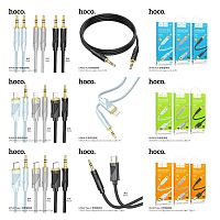Кабель AUX, Jack 3,5mm(m) - Jack 3,5mm(m) HOCO UPA30 Friend, 1.0м, круглый, нейлон, цвет: чёрный (1/31/310) (6942007625463)