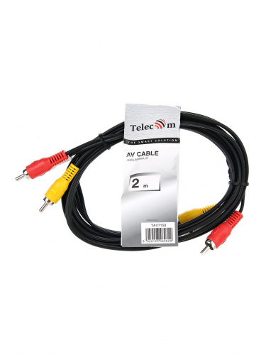 Кабель соединительный TELECOM 3xRCA (M) / 3xRCA (M), 2 м. (1/200) (TAV7150-2M) фото 3