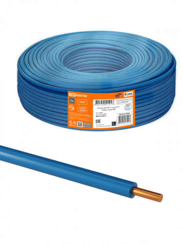 Провод TDM ПуВ (ПВ-1) 1х6,0 ГОСТ (200м), синий (SQ0124-0238)