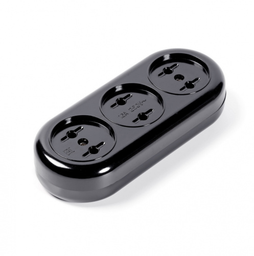 Колодка розеточная SMARTBUY бакелитовая, 3 гнезда 10А/2,2кВт без заземления (SBE-10-3-00-BN) (1/20/120)