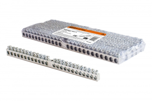 Шина "N" нулевая 6х9мм 24/1 (24 группы/крепеж по центру) никелированная TDM (1/10/200) (SQ0801-0311)