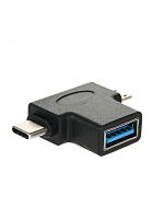Переходник OTG 2 в 1, Micro USB 2.0 +Type-C --> USB 3.0 Af  VCOM <CA434> (1/250)