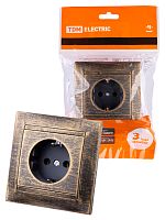 Розетка 2П+З 16А 250В старинная бронза с/у, "Лама" (1/10) TDM (SQ1815-0764)