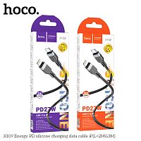 Кабель Type-C - 8 pin HOCO X109 Energy, 3.0м, круглый, PD27Вт, 3.0А, силикон, цвет: чёрный (1/31/310) (6942007636339)